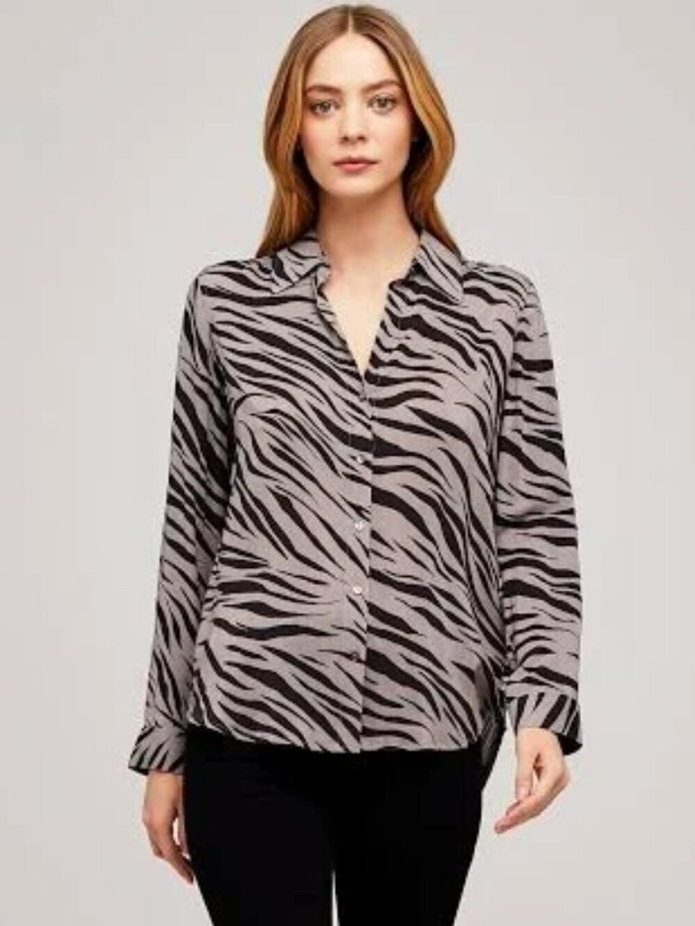 L'AGENCE Women's Nina Zebra Print Silk-Voile Shirt S